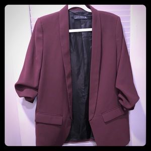 Burgundy blazer from Zara